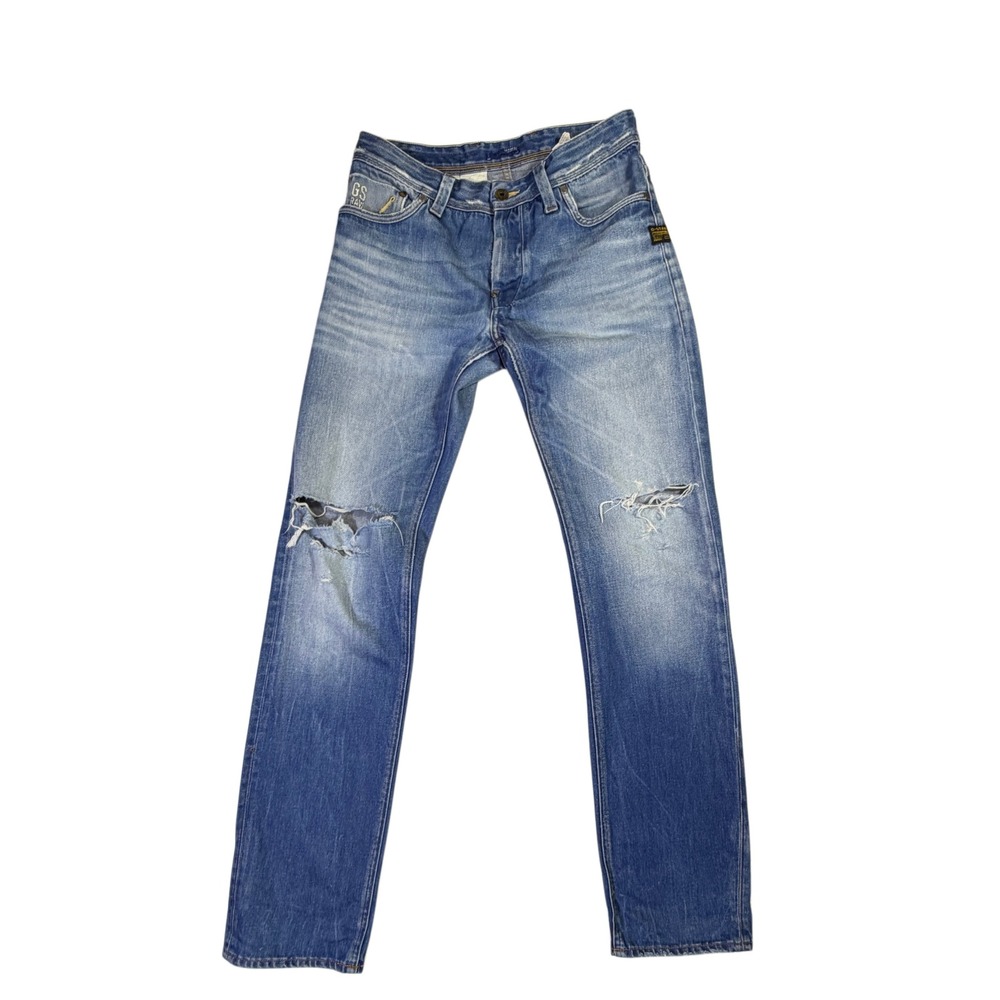 G-Star RAW 3301 Distressed Button Fly Jeans W31 L36 Y2K Grunge Denim